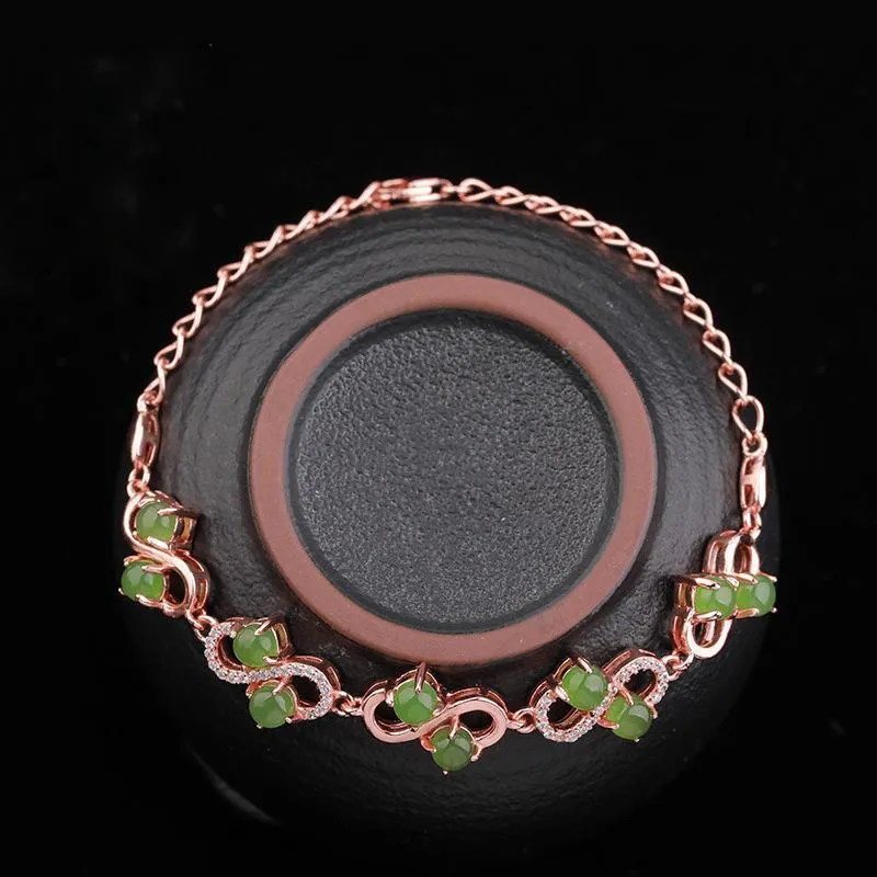 Natural Jade Bracelet Nephrite Silver Bracelet NB149