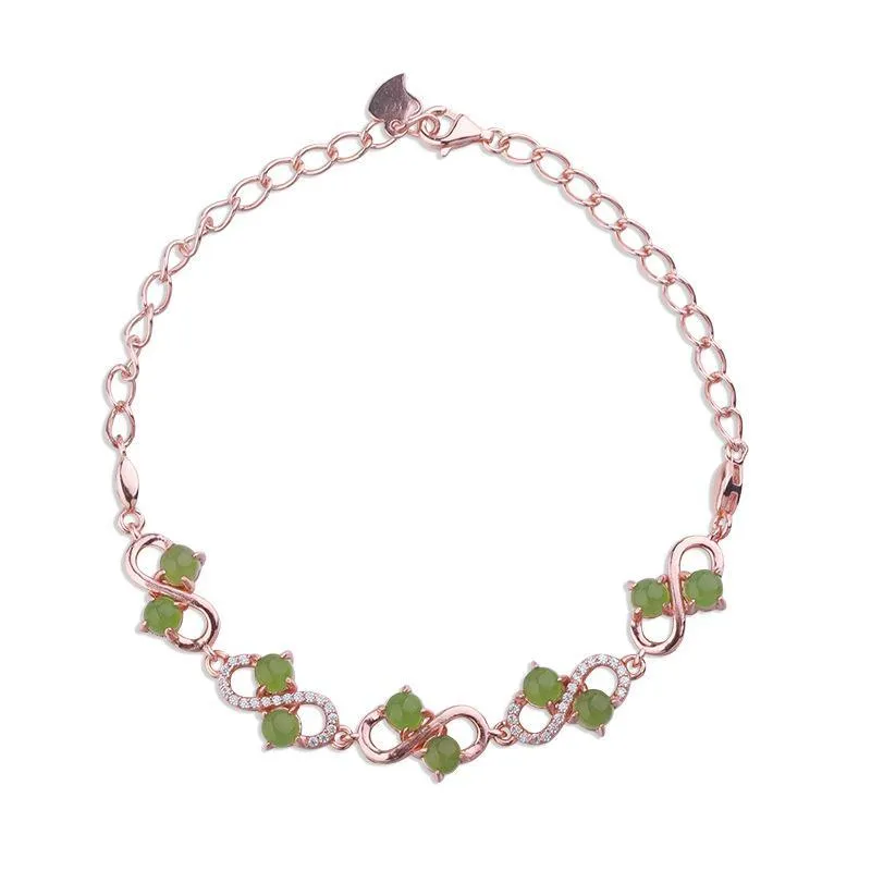 Natural Jade Bracelet Nephrite Silver Bracelet NB149