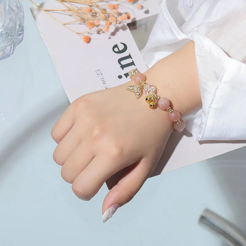 Natural Orange Moonstone Crystal Bracelet Fishtail