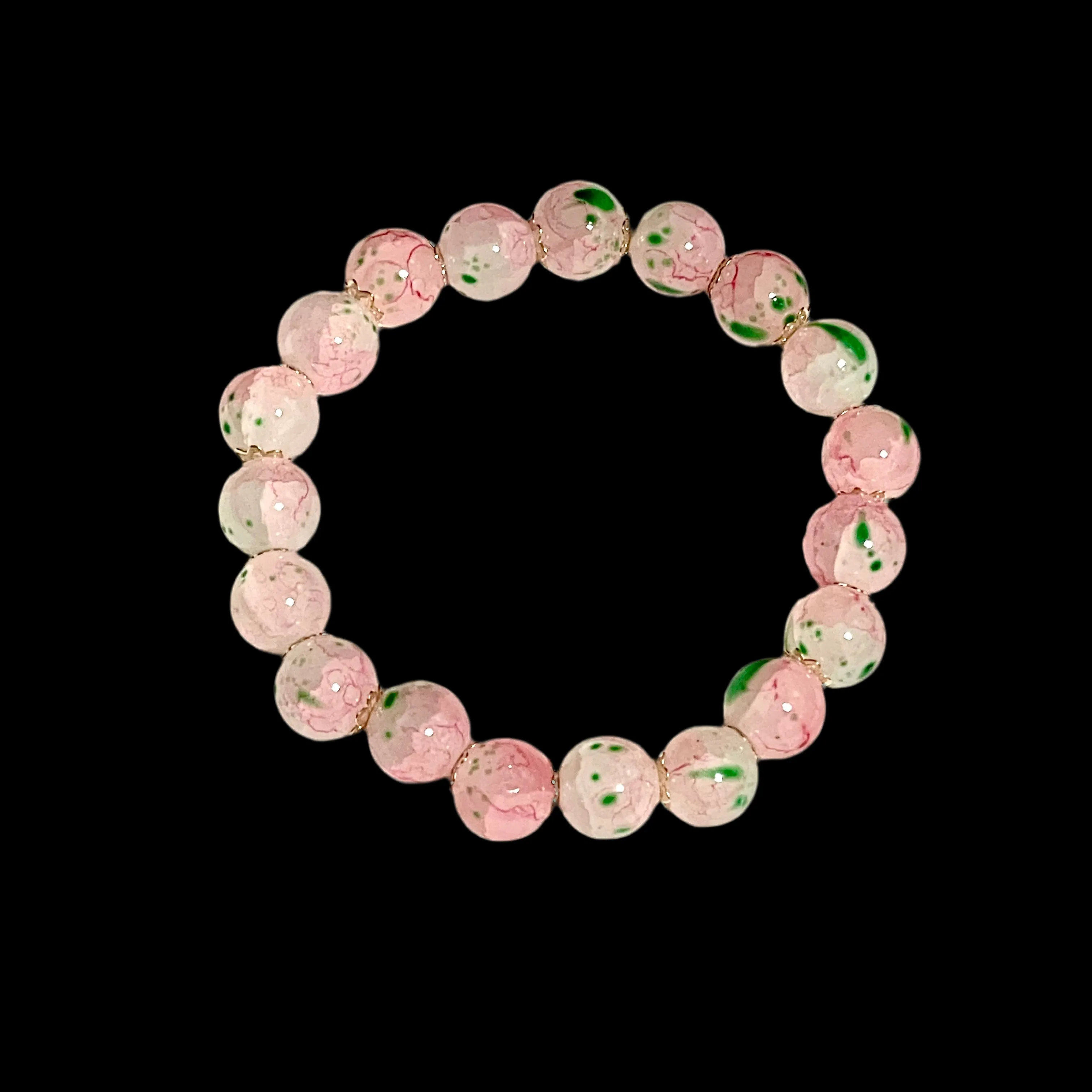 Pink Glass Bead Stretch Bracelet