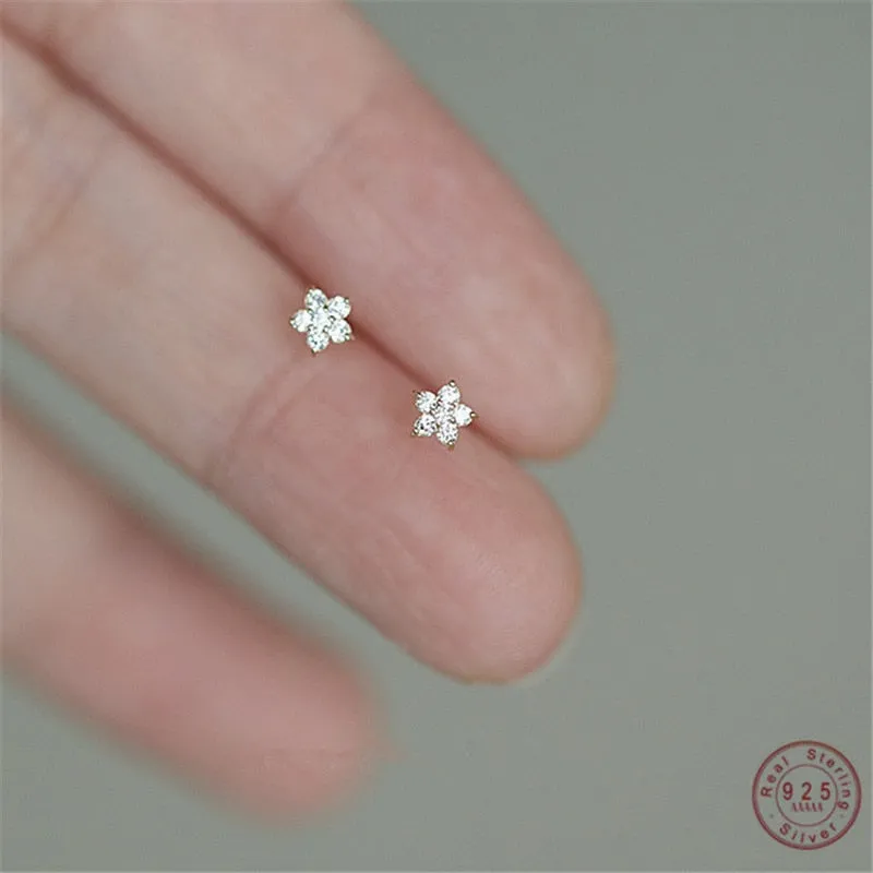 Plated Silver Gold Flower Earrings
