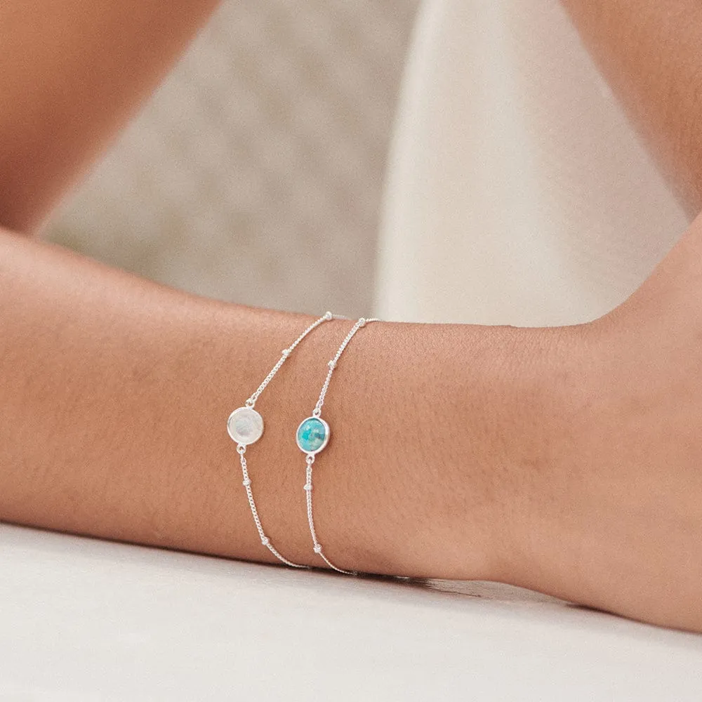 Rainbow Moonstone Healing Stone Bobble Bracelet Sterling Silver