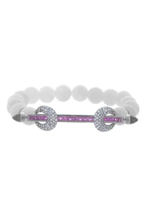 Rainbow Moonstone Pink Sapphire Bracelet