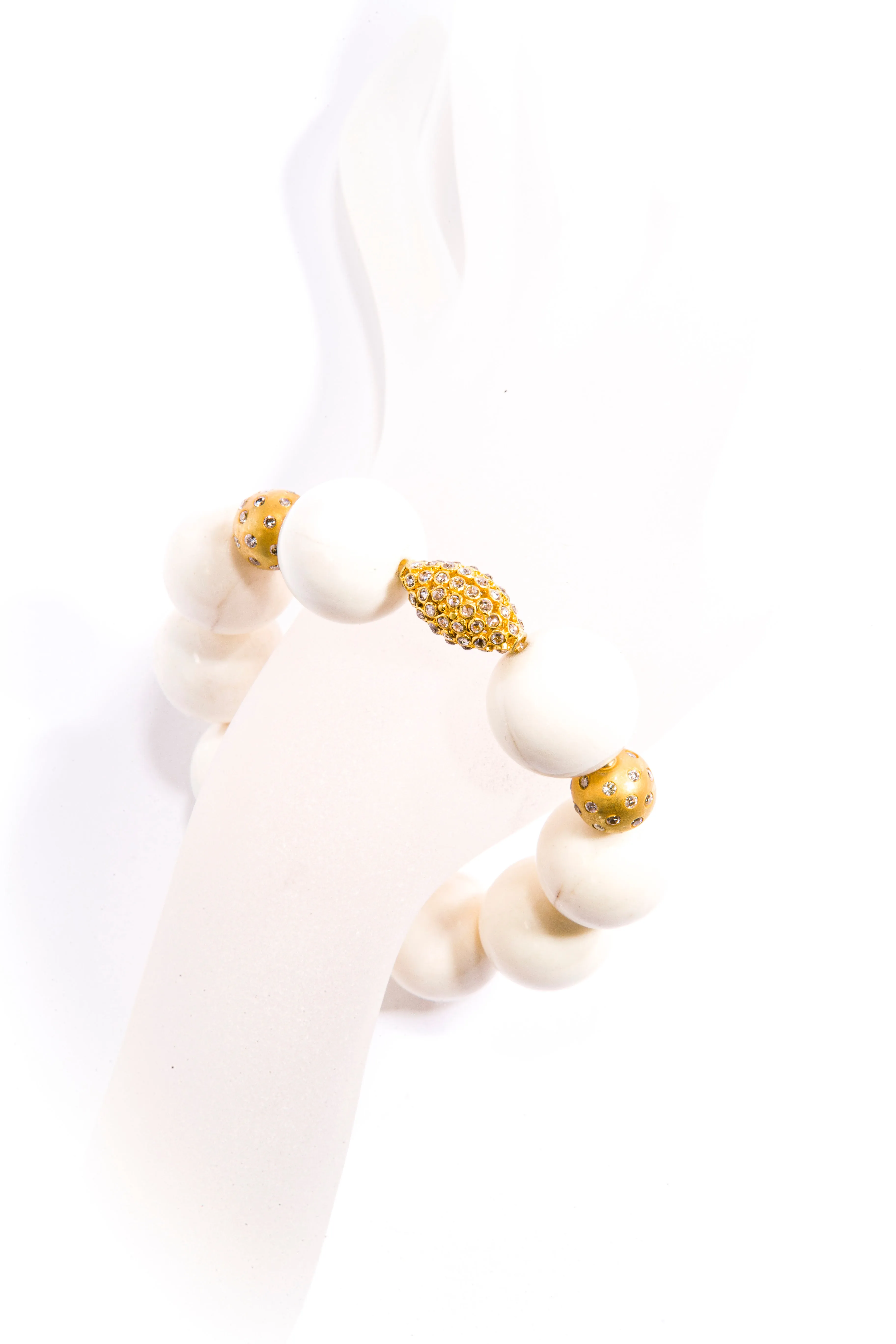 Rose Cut Diamond & Gold Bead & Moose Antler Bead Bracelet