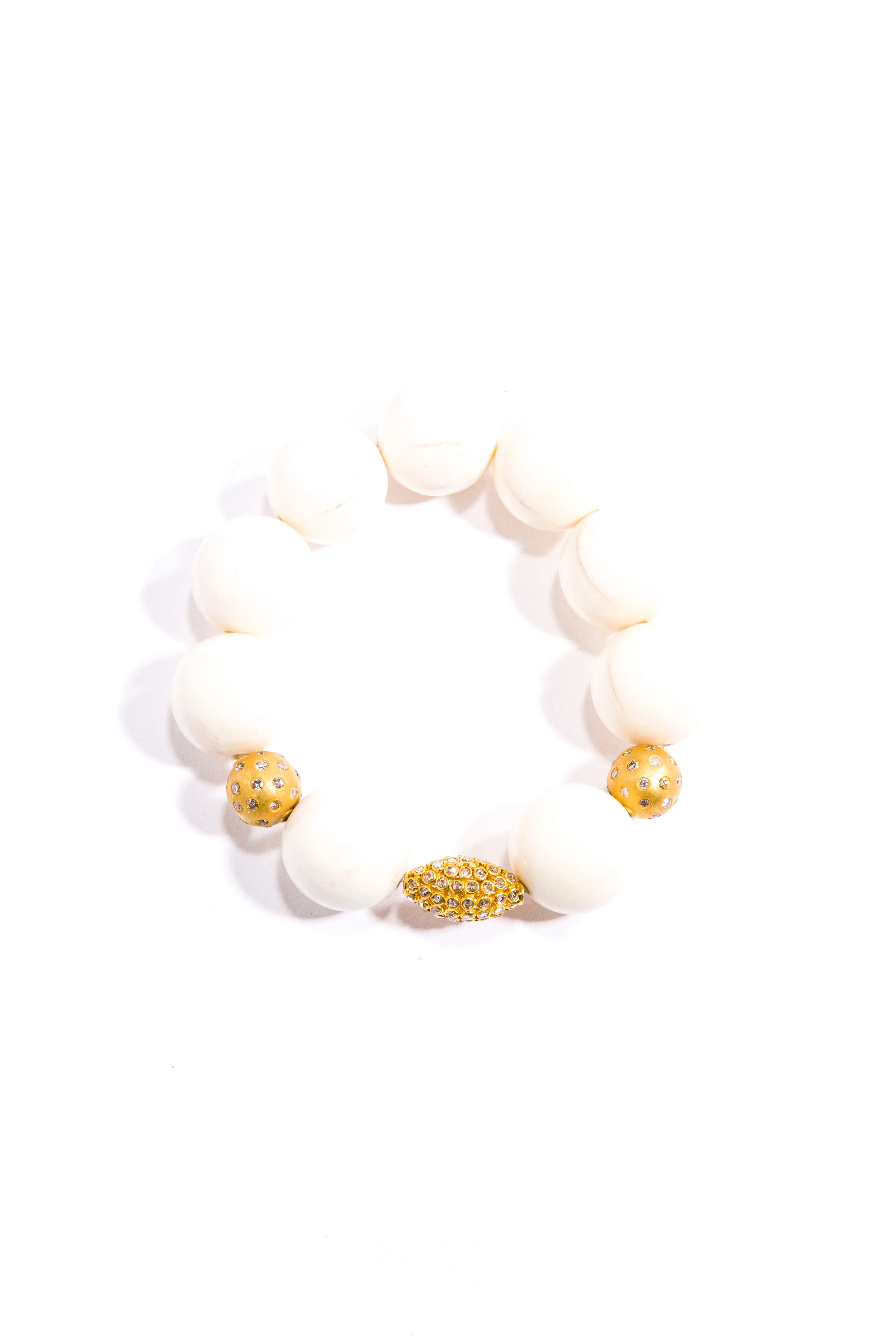 Rose Cut Diamond & Gold Bead & Moose Antler Bead Bracelet