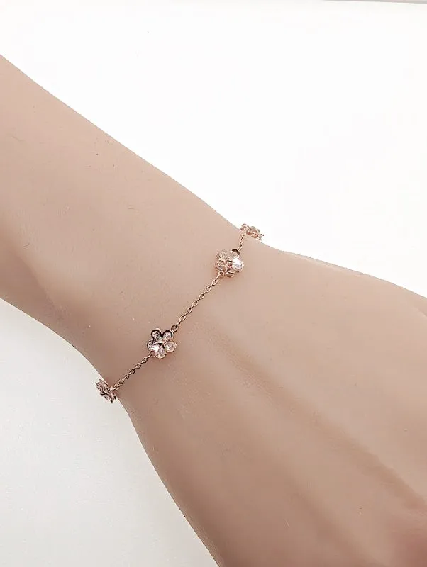 Rosegold Flower Cubic Zirconia Bracelet