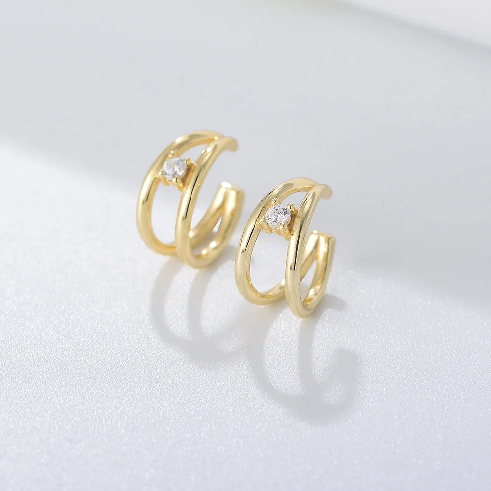 Single Zircon Silver Earbone Clip Earrings for Women