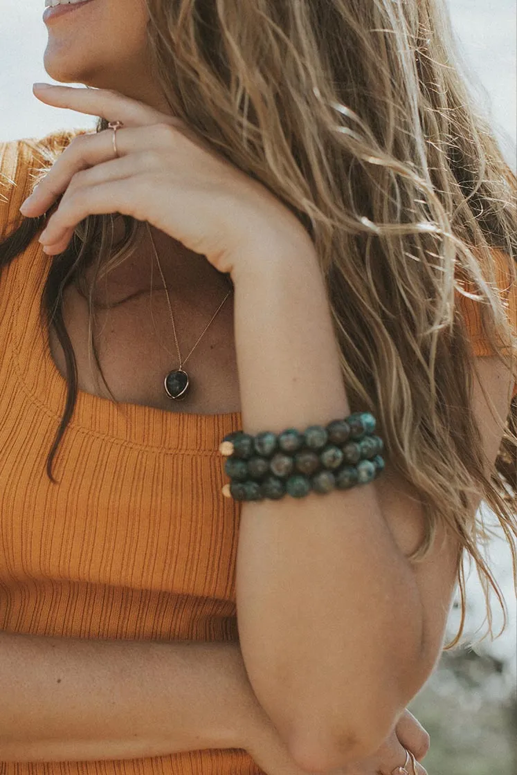 Stretchy Bracelet Large - Chrysocolla