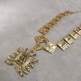 Vintage Aztec style Necklace Gold plated