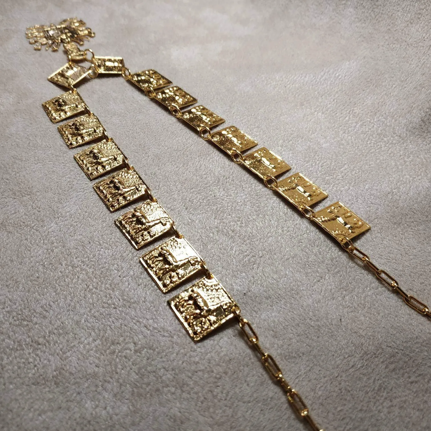 Vintage Aztec style Necklace Gold plated