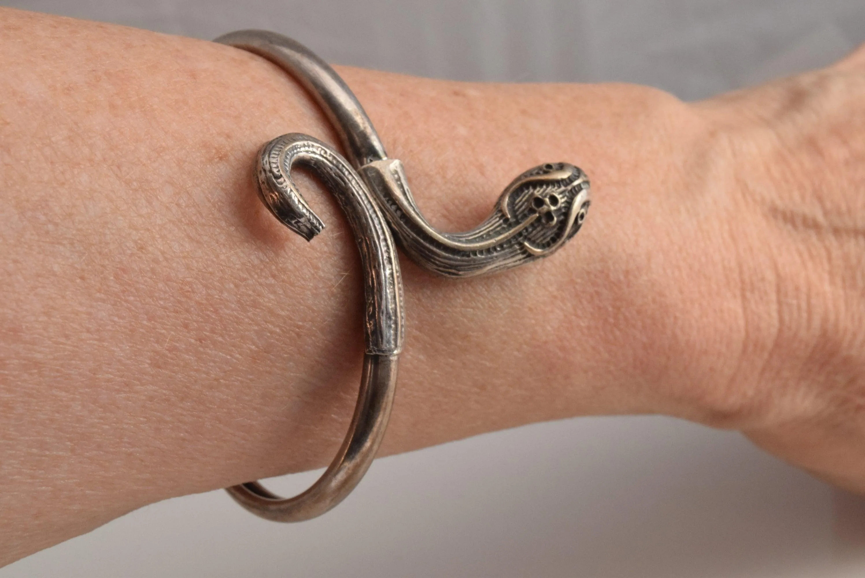 Vintage Greek Sterling Snake Bracelet
