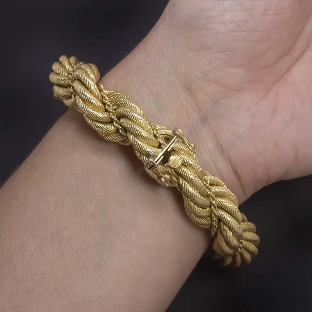 VINTAGE TIFFANY & CO 18k YELLOW GOLD ROPE BRACELET 68 gram 14.5mm 1960s 1970s